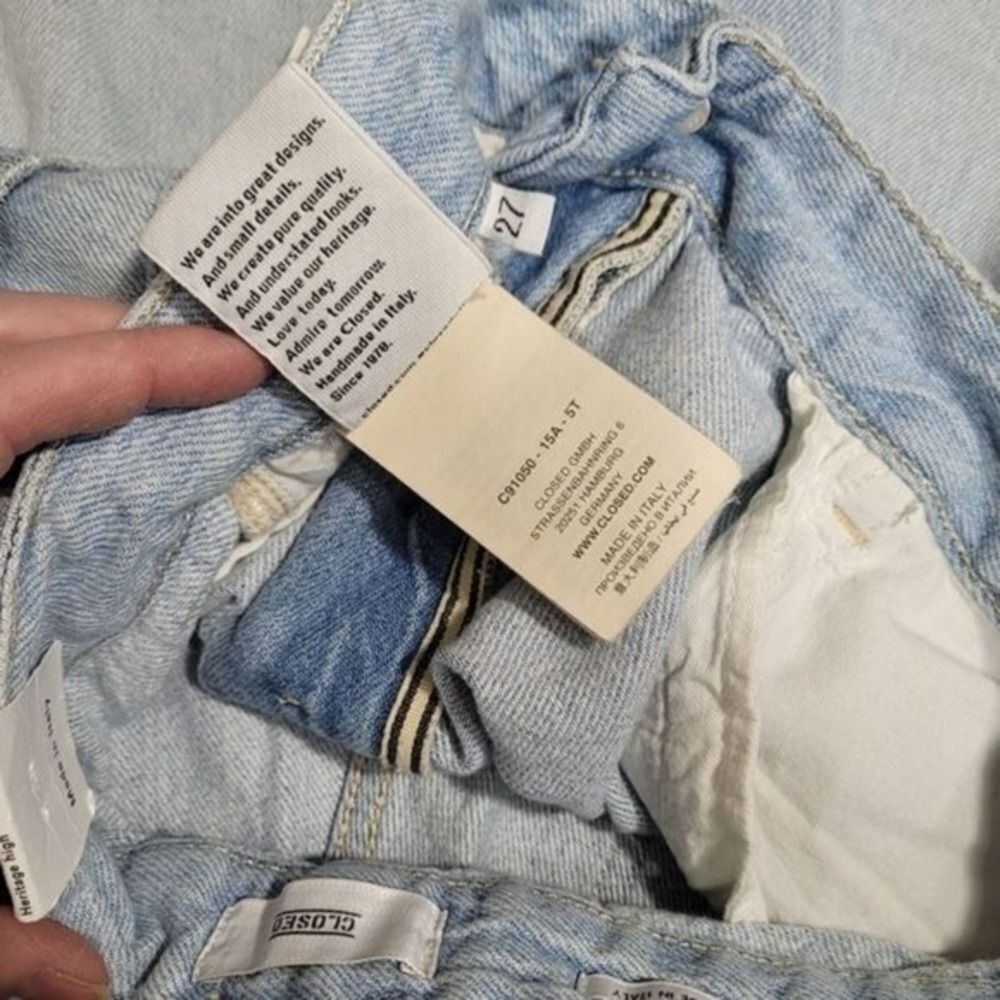 High waist Barrel jeans Closed Heritage Fit W/ 27 Light Blue Distressed NWT - Picture 7 of 13